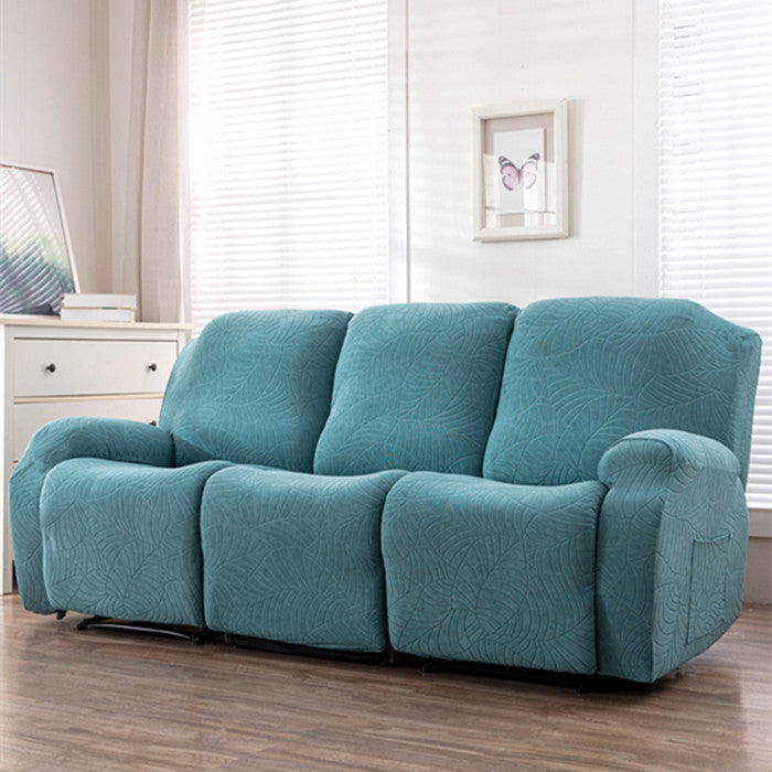 Jacquard Large Leaf Split Recliner Sofa Cover for 3 Seats 8 Pieces