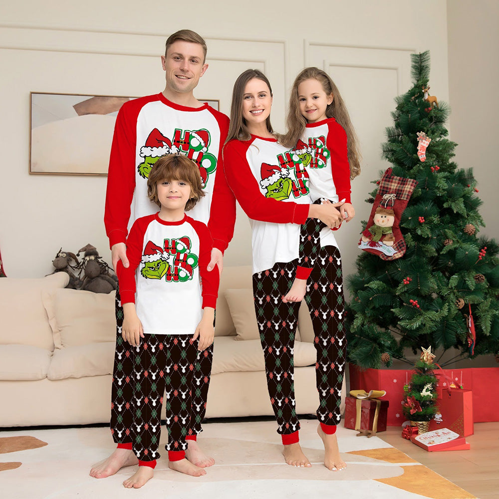 Grinch Christmas Cartoon Print Family Matching Pajamas