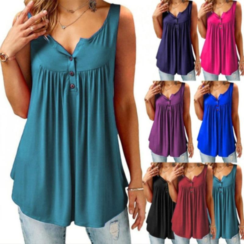 (👚Summer Offer-55% OFF) Comfy Loose Button Sleeveless Tank Top For Women