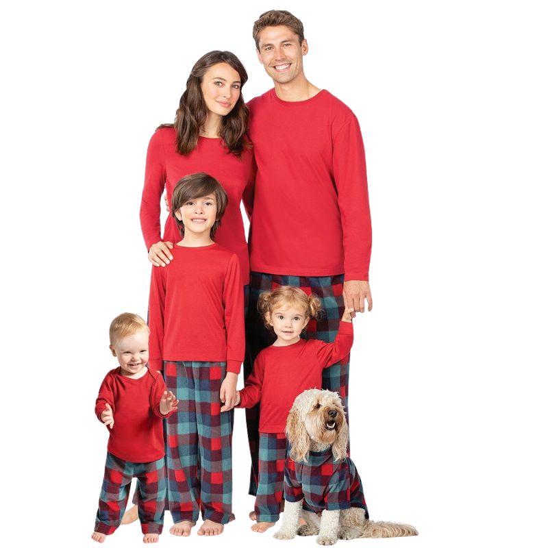 Family Matching Red Plaid Home Family Look Pajama Set