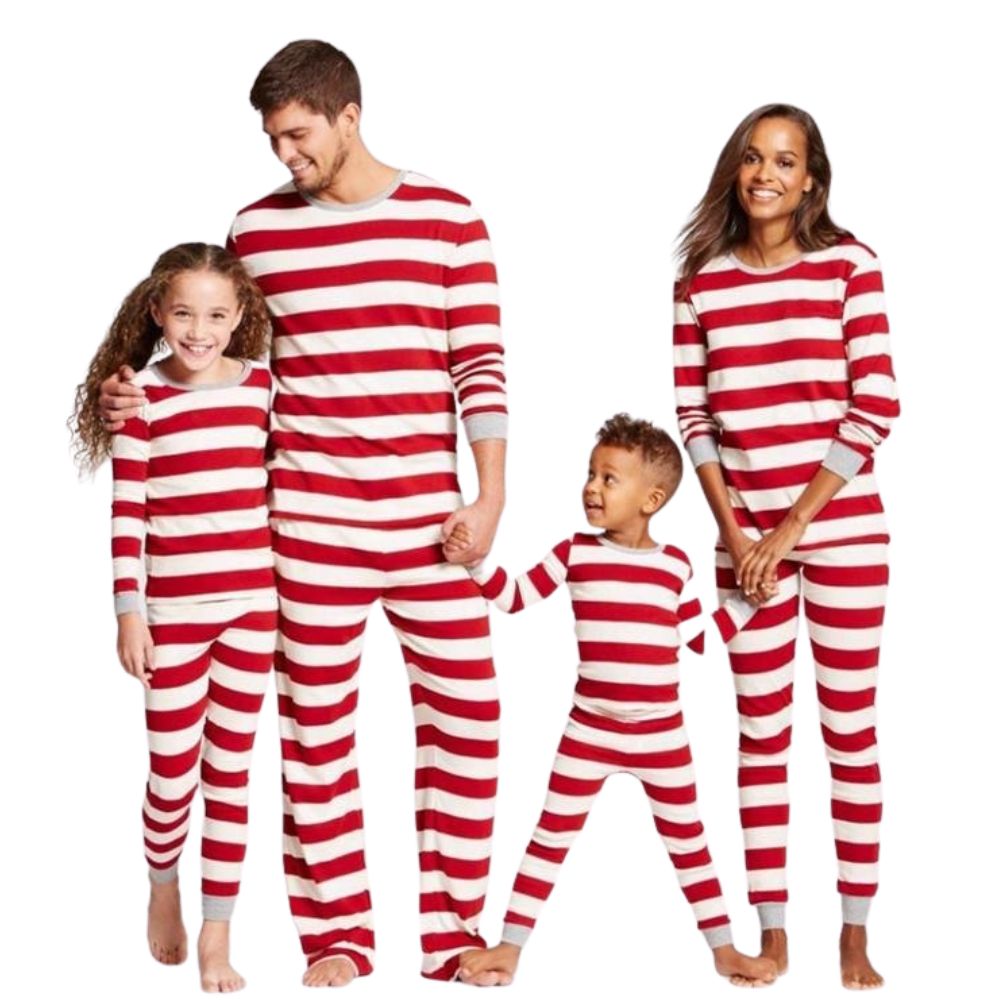 Family Matching Sleepwear Red Stripes Top & Pants Pajamas Sets