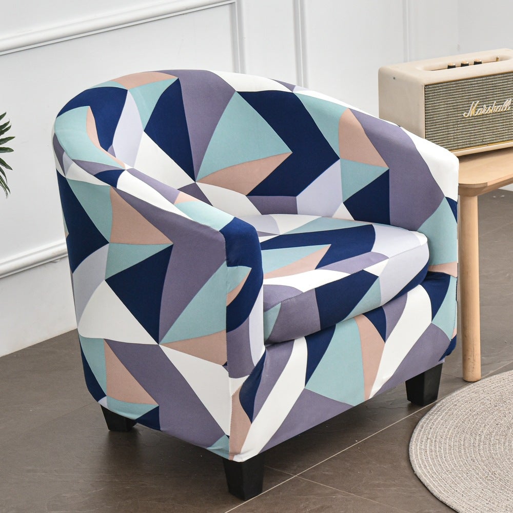 Split Geometrical Tub Chair Slipcover